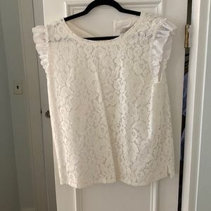 Loft white floral top. Size large